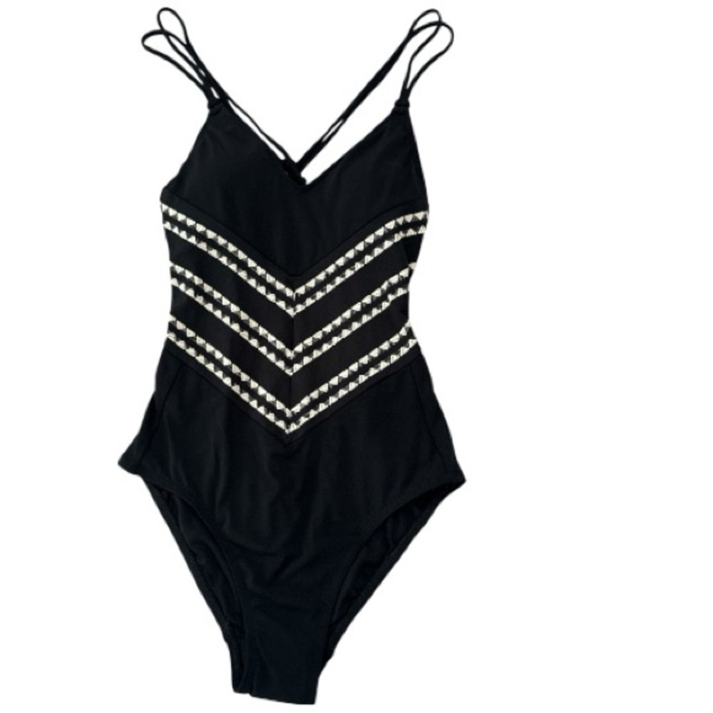 Robin Piccone Black Ivory Naomi Crisscross One Piece Swimsuit NWT 4 - Picture 2 of 4